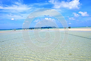 Beach landscape with beautiful clouds and water surface